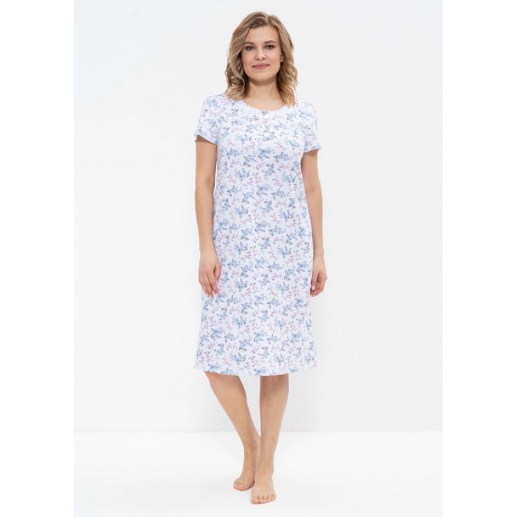 Женская хлопковая сорочка 294-white/pink/azure, Cleo