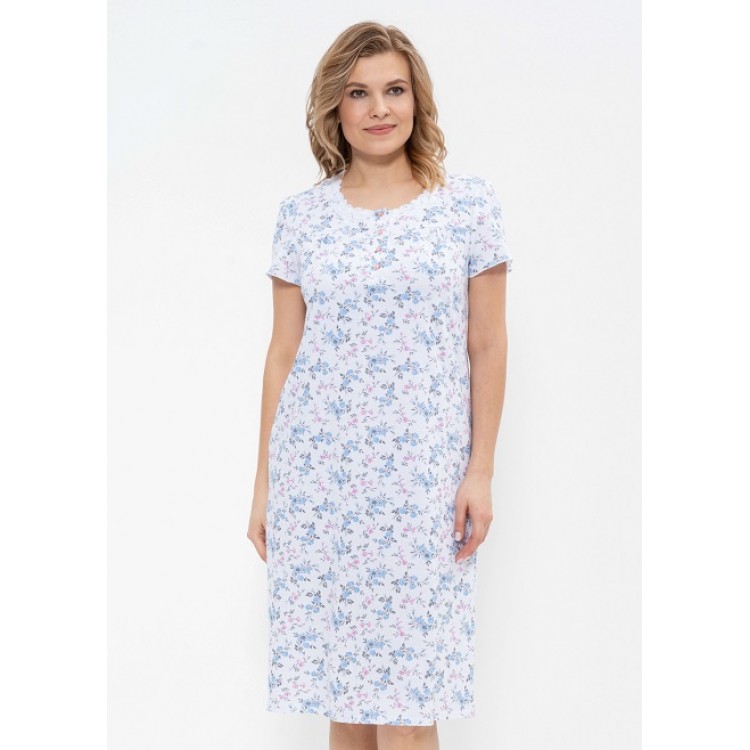 Женская хлопковая сорочка 294-white/pink/azure, Cleo