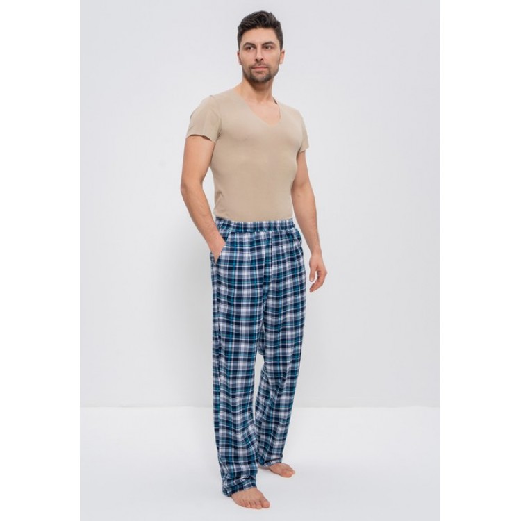 Мужские домашние брюки из хлопка 33 blue/wheit/bir, Cleo