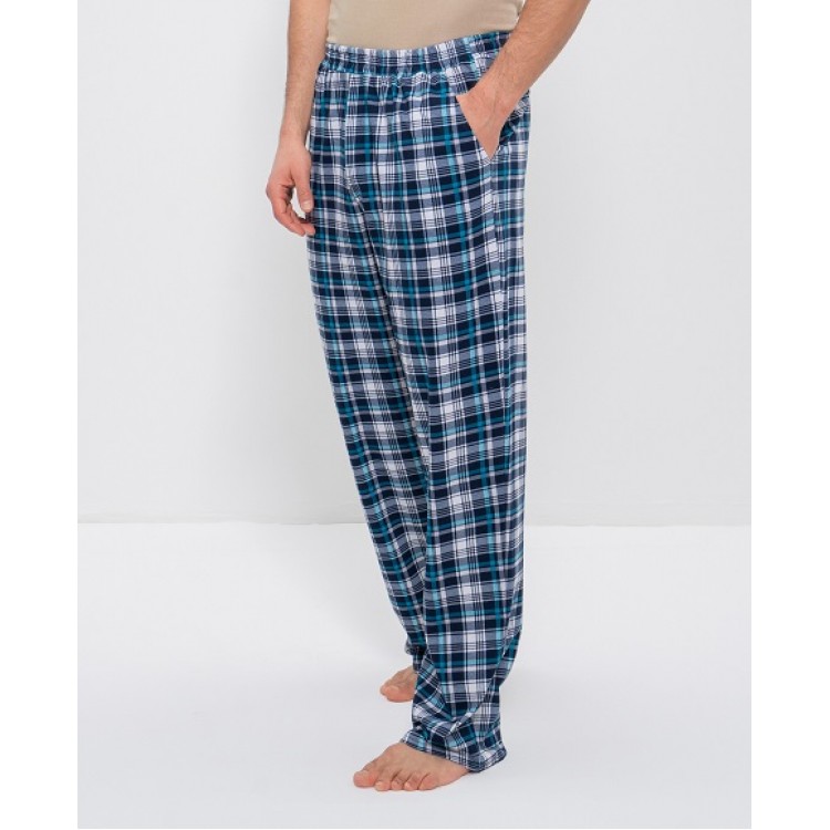 Мужские домашние брюки из хлопка 33 blue/wheit/bir, Cleo