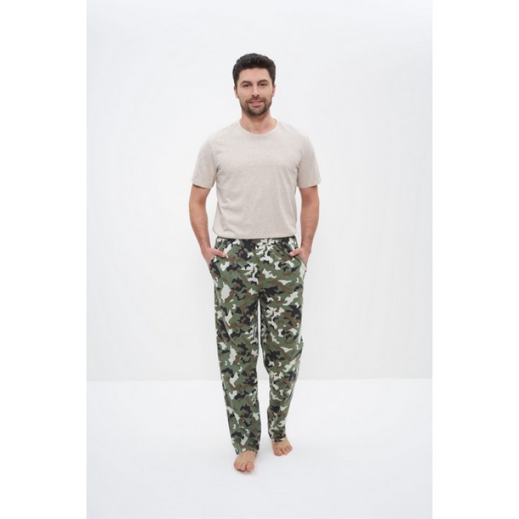 Мужские домашние брюки из хлопка 33-хаки/камуфляж, Cleo