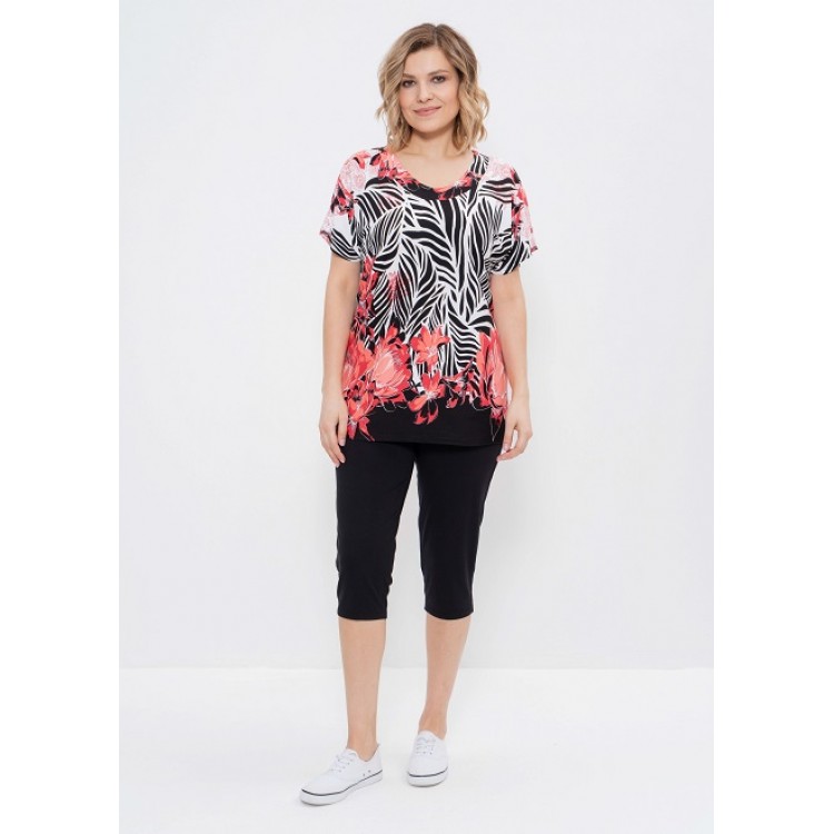 Женский костюм для дома и отдыха с бриджами 399-coral/black, Cleo