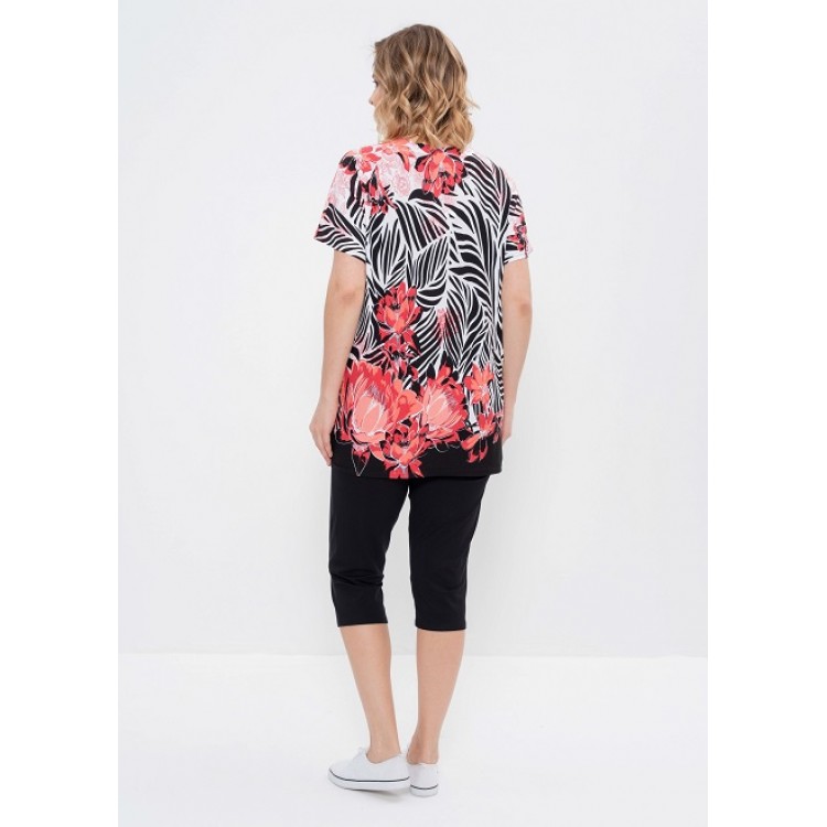 Женский костюм для дома и отдыха с бриджами 399-coral/black, Cleo