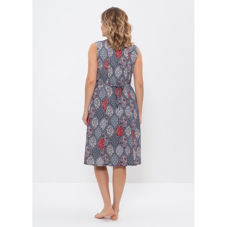 Женский  халат из хлопка 405-gray/red, Cleo