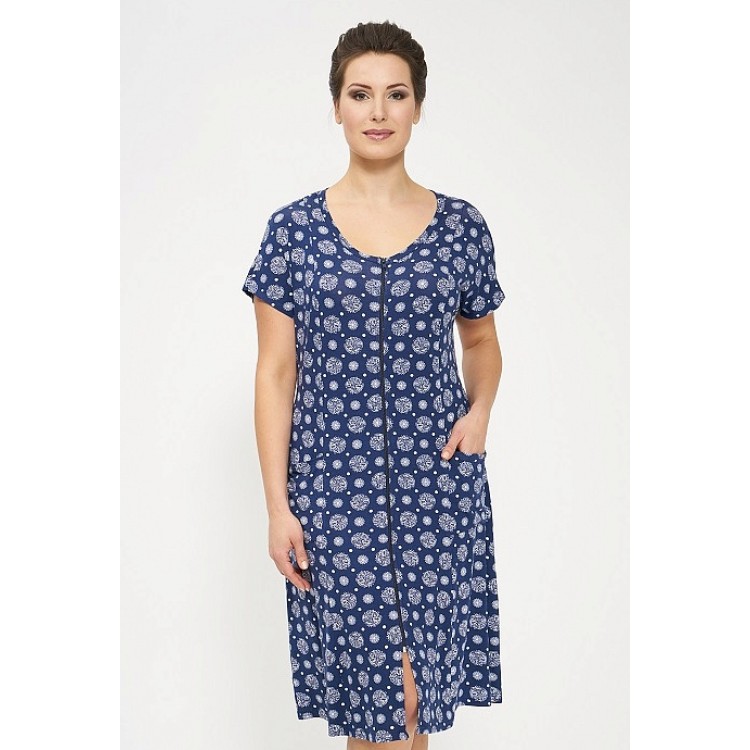 Женский халат из вискозы 445-blue/krugi, Cleo Женский халат из вискозы 445-blue/krugi, Cleo