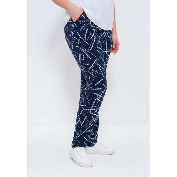 Женские домашние брюки 494-синий/кубики, Cleo