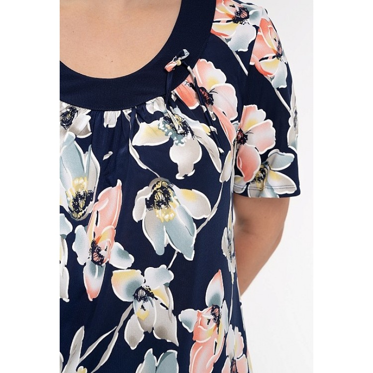 Женское платье из вискозы 616-blue/coral flowers, Cleo