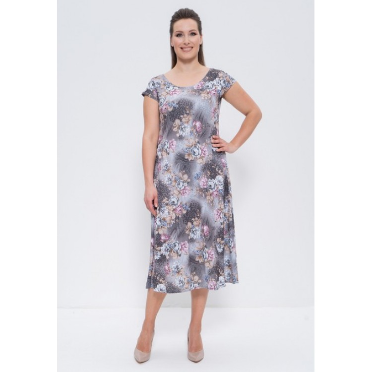 Платье женское вискозное 619 grey/pink, Cleo