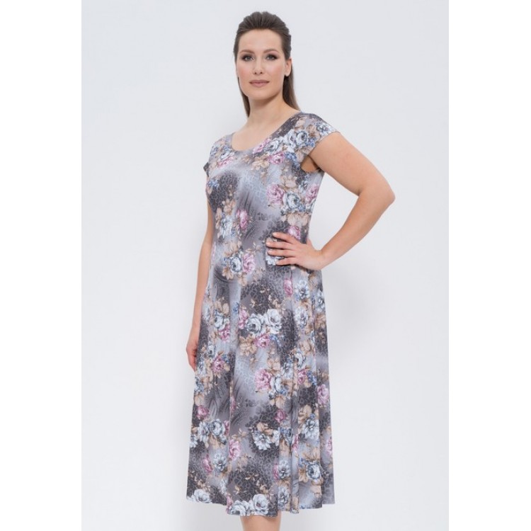 Платье женское вискозное 619 grey/pink, Cleo