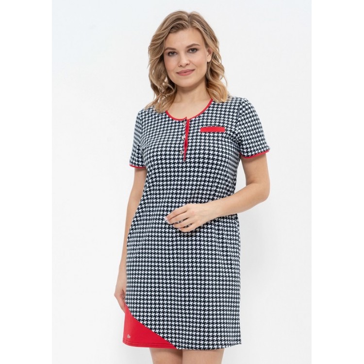 Хлопковое домашнее платье 646-black/white, Cleo