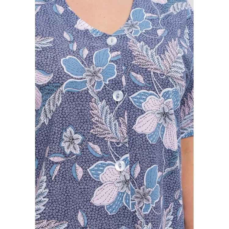Женский  хлопковый халат на пуговицах  661-gray/pink, Cleo
