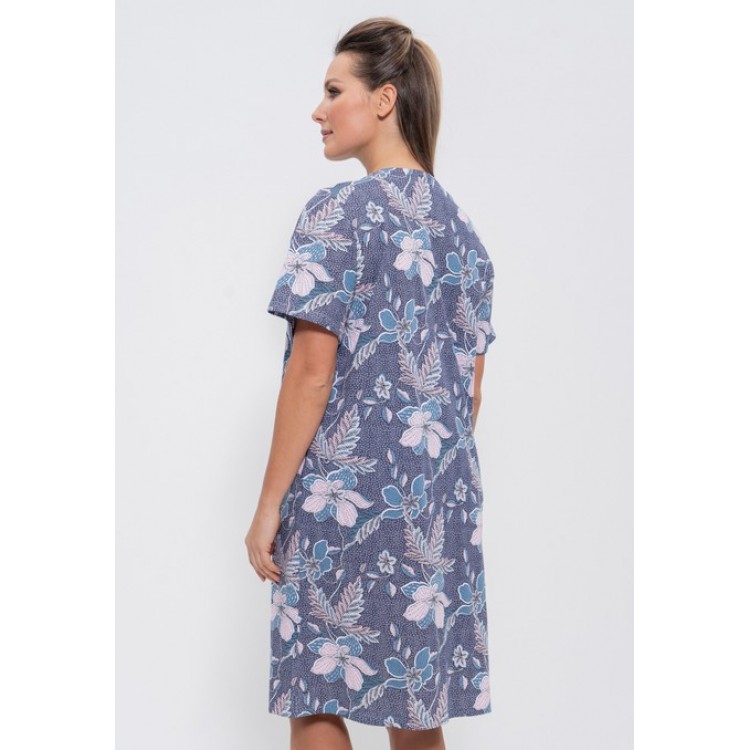 Женский  хлопковый халат на пуговицах  661-gray/pink, Cleo