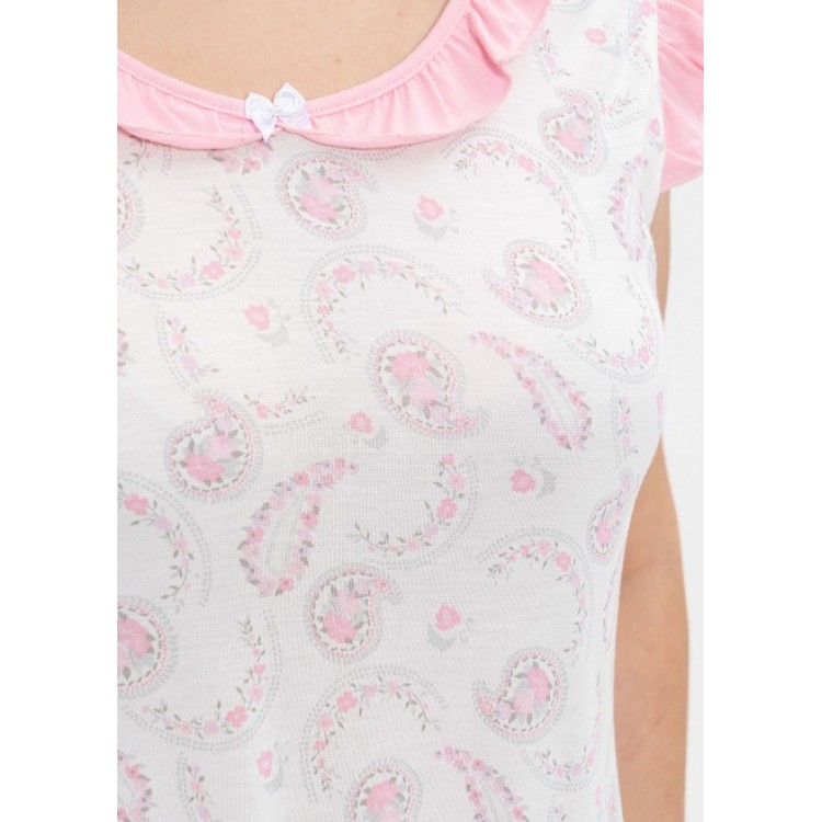 Женская сорочка из вискозы 680-1-white/pink, Cleo
