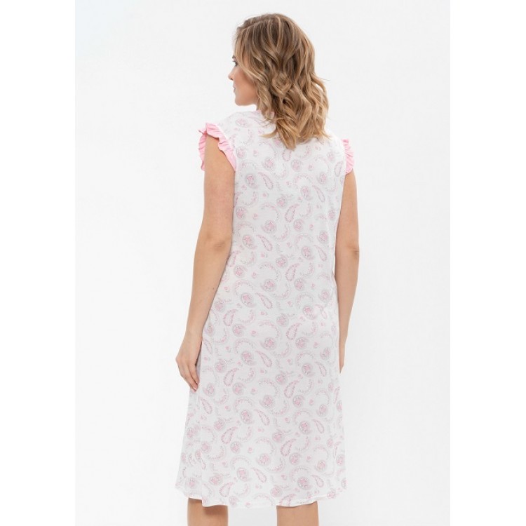 Женская сорочка из вискозы 680-1-white/pink, Cleo