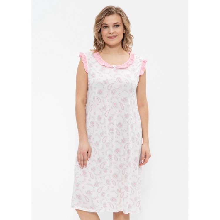Женская сорочка из вискозы 680-1-white/pink, Cleo