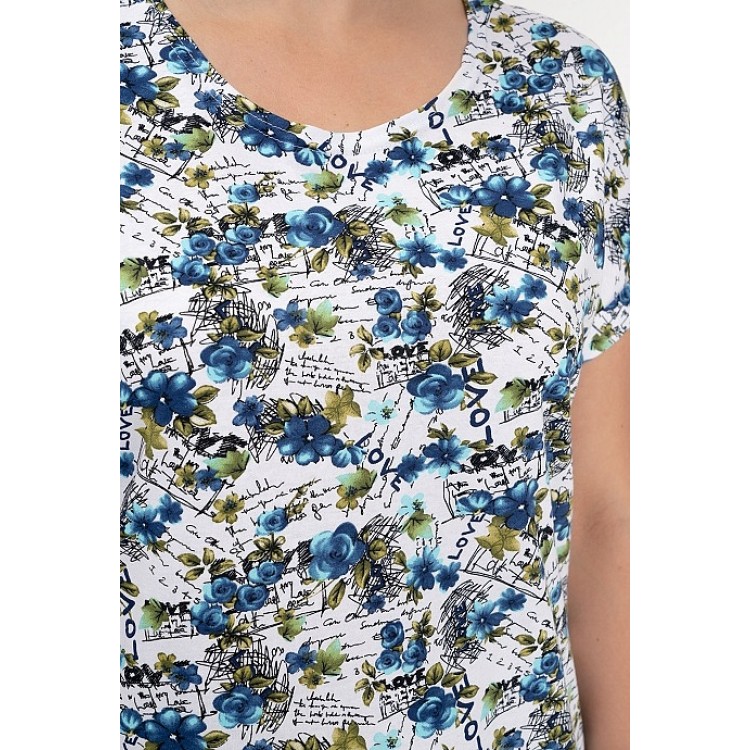 Женское домашнее платье из хлопка 681-white/blue, Cleo