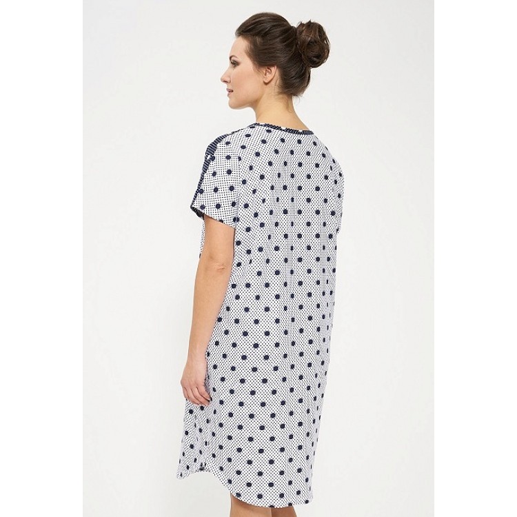 Женское хлопковое домашнее платье 685-white/blue, Cleo