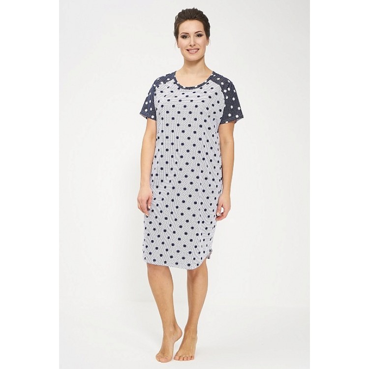 Женское хлопковое домашнее платье 685-white/blue, Cleo