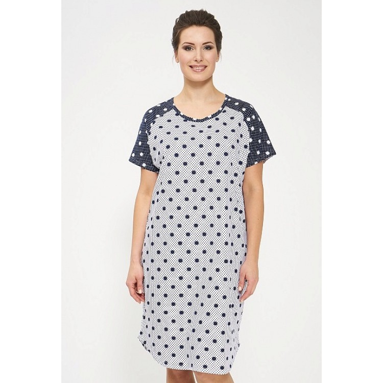 Женское хлопковое домашнее платье 685-white/blue, Cleo