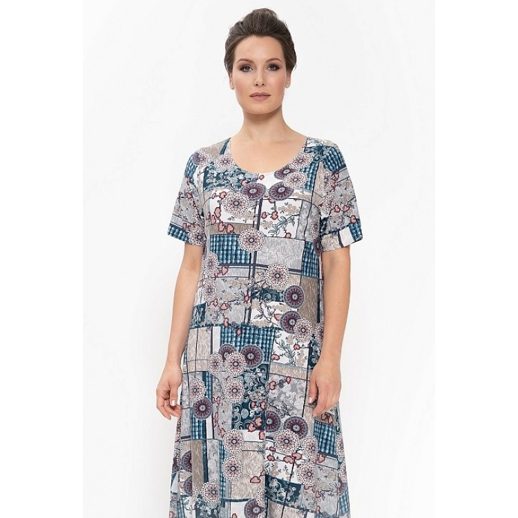Женское платье для дома и отдыха 697-gray/turquoise, Cleo