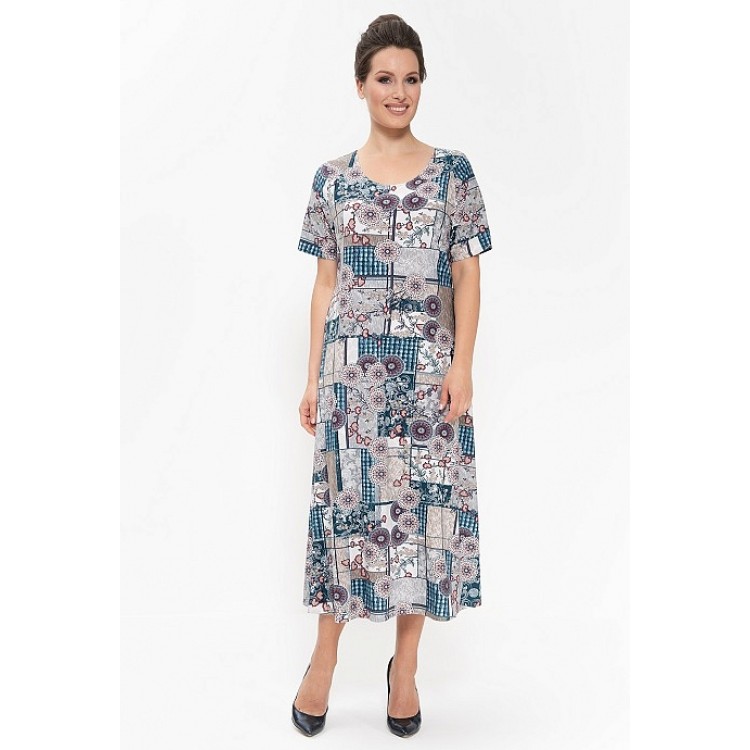 Женское платье для дома и отдыха 697-gray/turquoise, Cleo