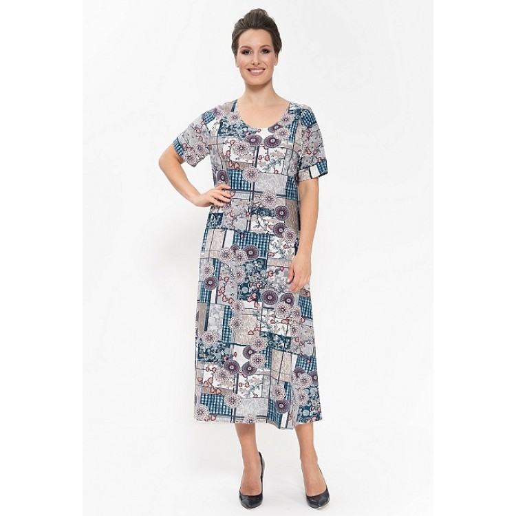 Женское платье для дома и отдыха 697-gray/turquoise, Cleo