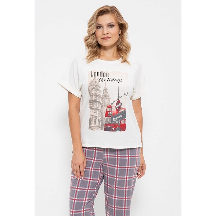 Женская хлопковая пижама с брюками 729-milk London, Cleo