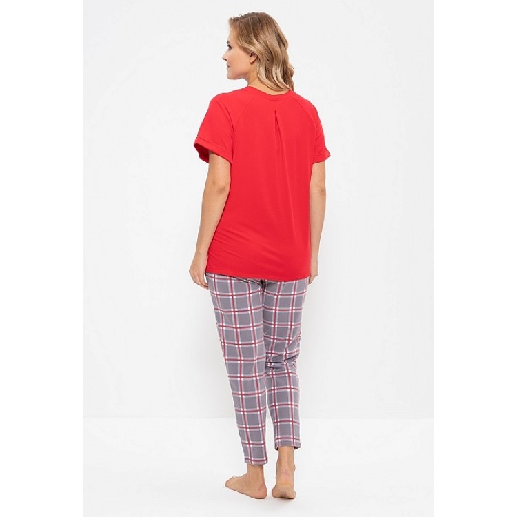 Женская хлопковая пижама с брюками 729-red London, Cleo