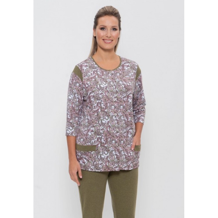 Женская хлопковая пижама с брюками 763-brown/khaki, Cleo