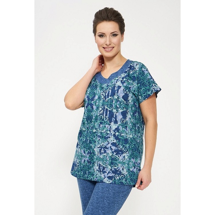 Женский костюм из хлопка с бриджами 774-jeans/green, Cleo