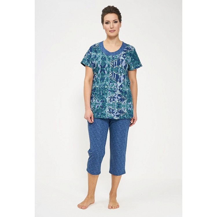 Женский костюм из хлопка с бриджами 774-jeans/green, Cleo