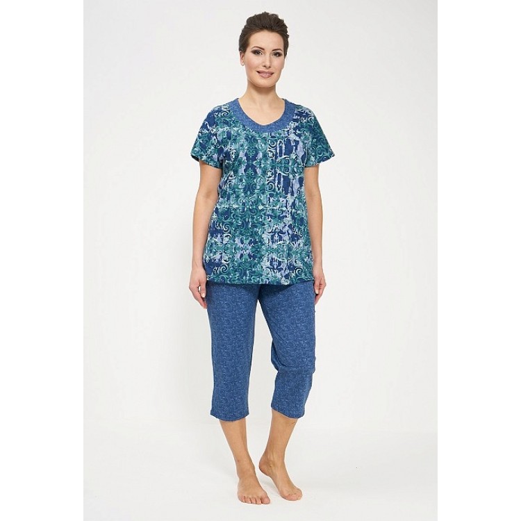 Женский костюм из хлопка с бриджами 774-jeans/green, Cleo