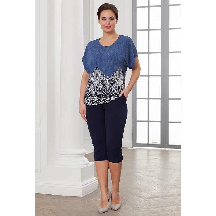 Женский костюм из вискозы с бриджами 776-jeans, Cleo