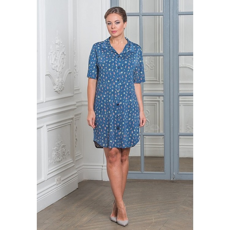 Женская рубашка из вискозы 807-blue, Cleo