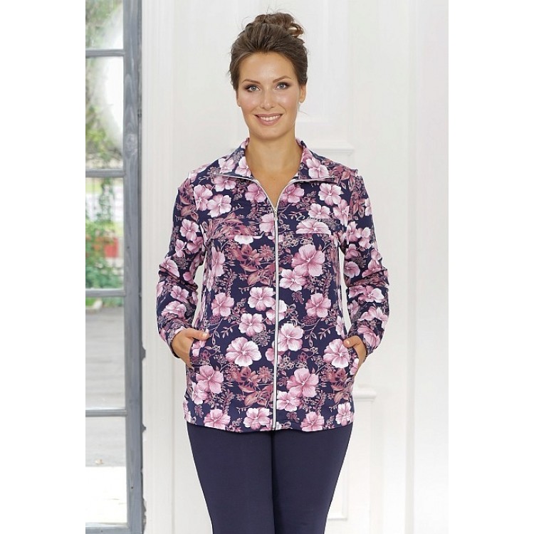 Женская спортивная кофта на молнии 820-blue/pink, Cleo