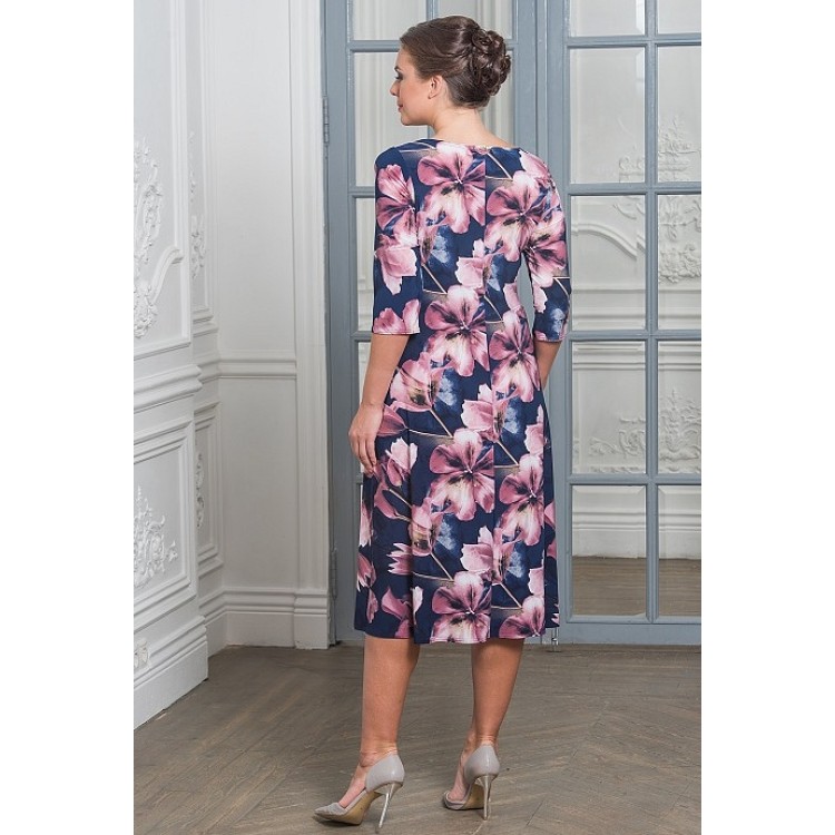 Длинное женское платье из вискозы 823-blue/rose, Cleo