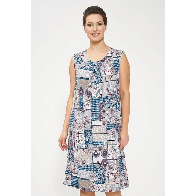 Женский сарафан из вискозы  для дома и отдыха 825-gray/turquoise, Cleo