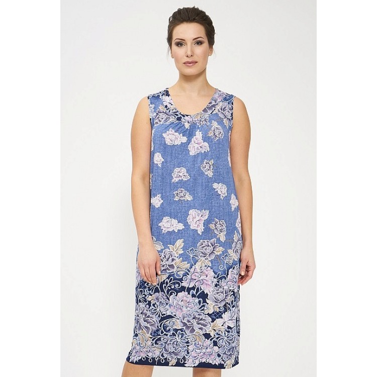 Женский сарафан из вискозы  для дома и отдыха 825-jeans/flowers, Cleo