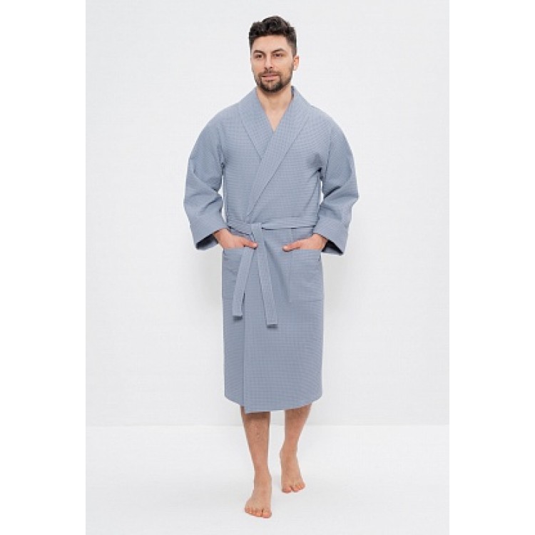 Мужской вафельный халат 831-light gray, Cleo Мужской вафельный халат 831-light gray, Cleo