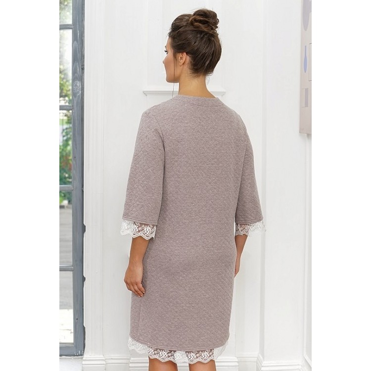 Женский стеганый халат на пуговицах 833-coffee, Cleo Женский стеганый халат на пуговицах 833-coffee, Cleo