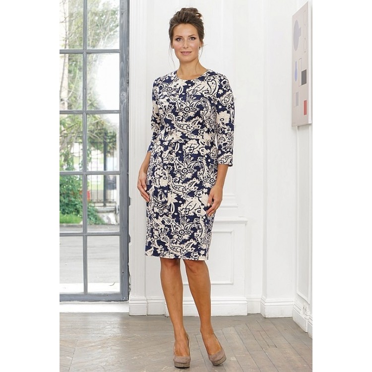 Платье женское из вискозы 840-blue/beige, Cleo