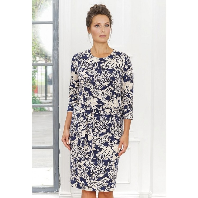 Платье женское из вискозы 840-blue/beige, Cleo