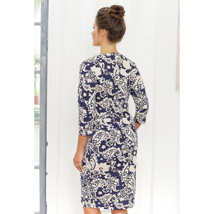 Платье женское из вискозы 840-blue/beige, Cleo