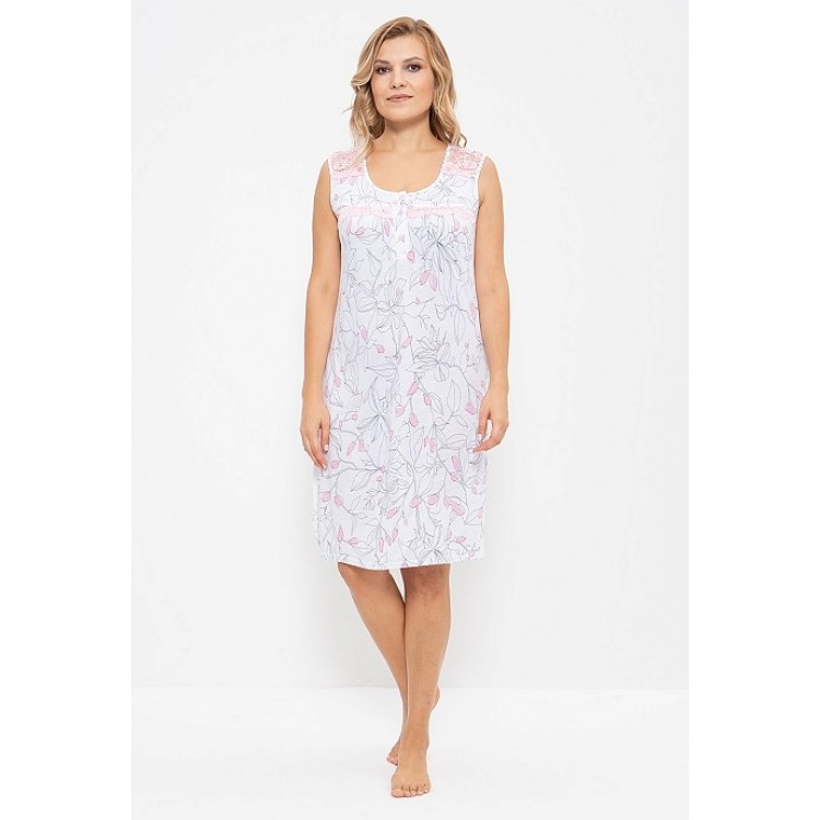 Сорочка из вискозы больших размеров 857-white/pink, Cleo