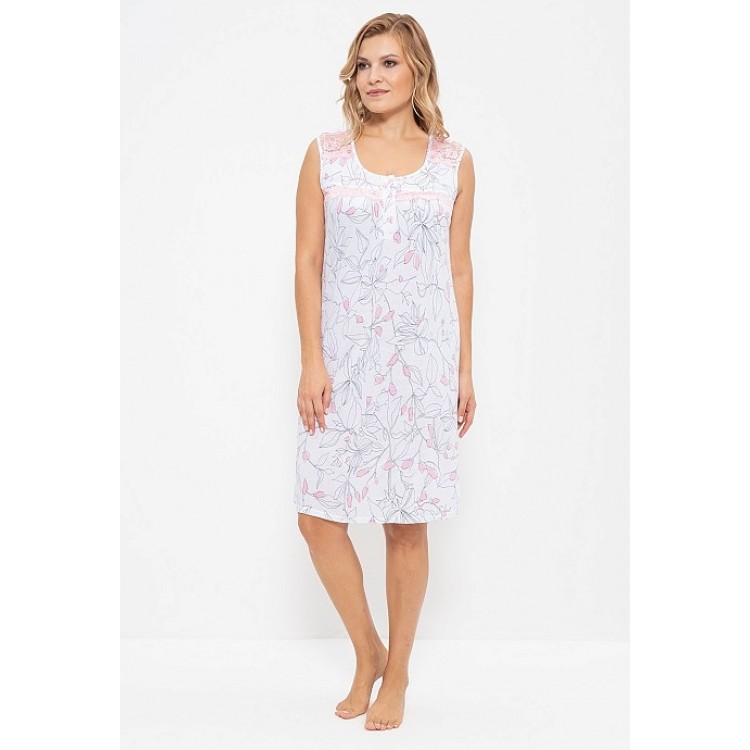 Сорочка из вискозы больших размеров 857-white/pink, Cleo