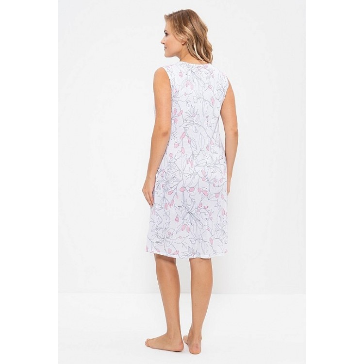 Сорочка из вискозы больших размеров 857-white/pink, Cleo