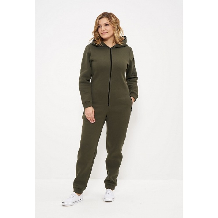 Утепленный женский комбинезон 860-khaki/black, Cleo