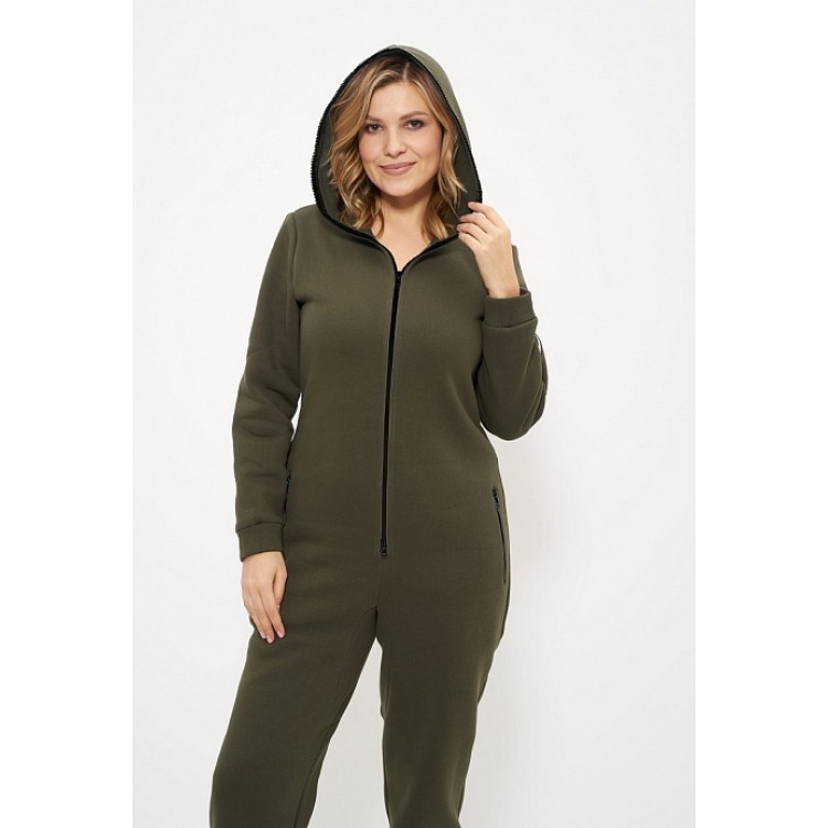 Утепленный женский комбинезон 860-khaki/black, Cleo