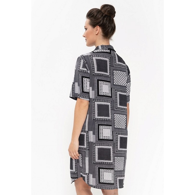Женское домашнее платье-рубашка 875-black/platochniy, Cleo