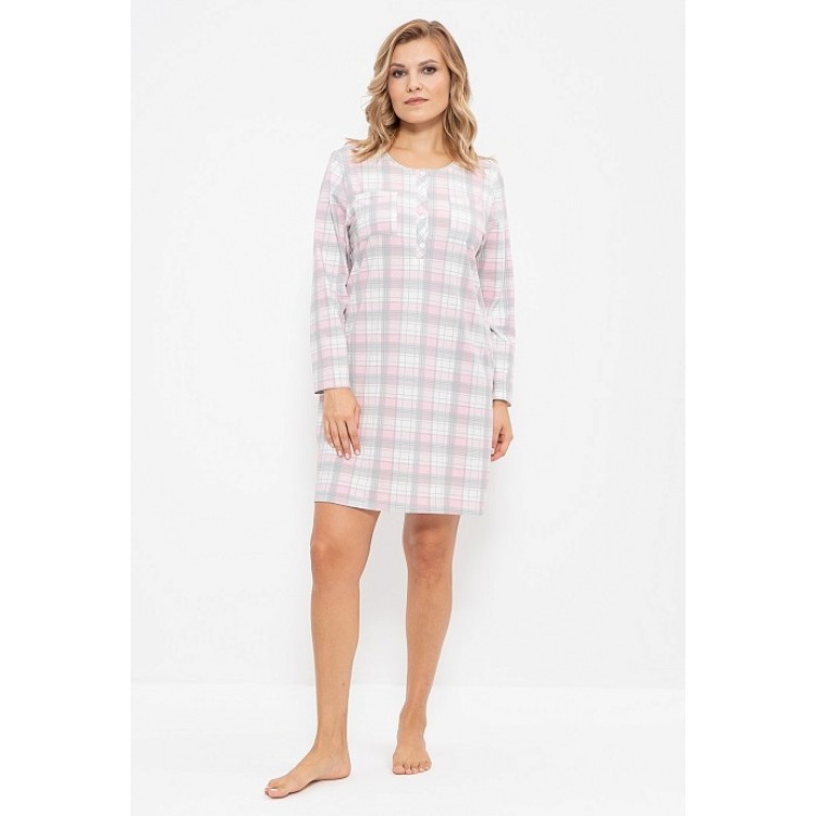 Хлопковое домашнее платье 891-pink/white, Cleo